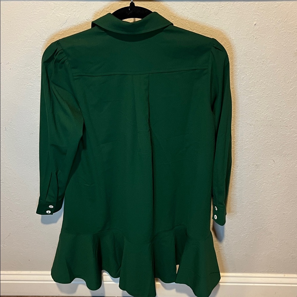 Tuckernuck Callahan Crepe Hunter Green Shirt Dress size XXS - Picture 8 of 11